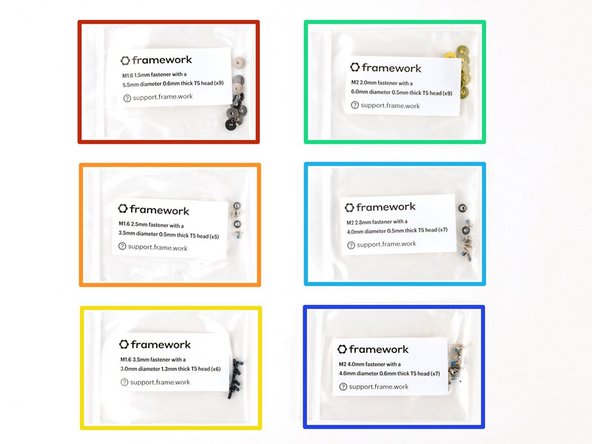 The Fastener Kit contains the following: