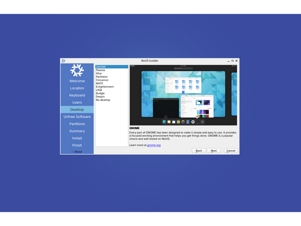 Select your location keyboard and then setup your user account.