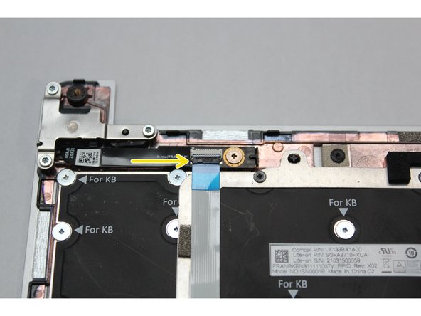 Lift the black latch up using your fingernail or spudger end of the Framework Screwdriver and pull the cable straight out.