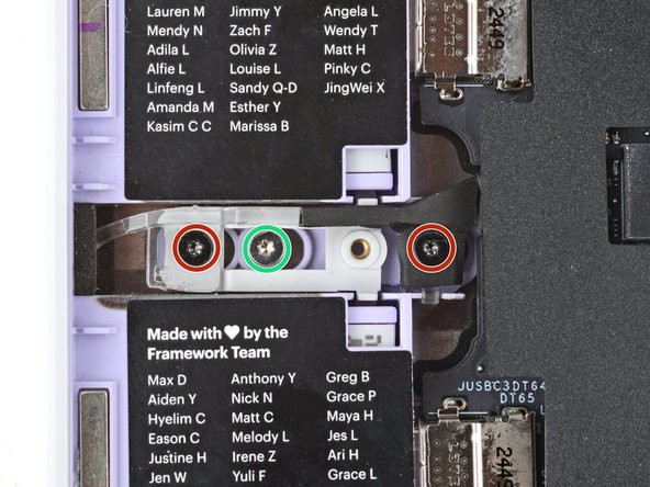Use the black screws labeled "M1.6 3.5mm fastener with a 3.0mm diameter 1.3mm thick T5 head" to secure the Expansion Card latches.