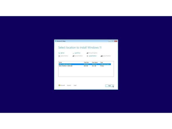 The cursor may not appear until after swiping on the touchpad for a few seconds. If the cursor still doesn't appear, hard power down the laptop by holding the power button until the system shuts off. Wait 15 seconds, and power on again. You can also use the Tab and Enter keys on the keyboard or an external USB mouse to complete the installation.