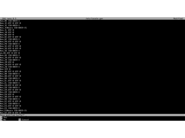 Use the arrow keys to scroll down and find the line with the appropriate locale, and remove the # from the start of that line.