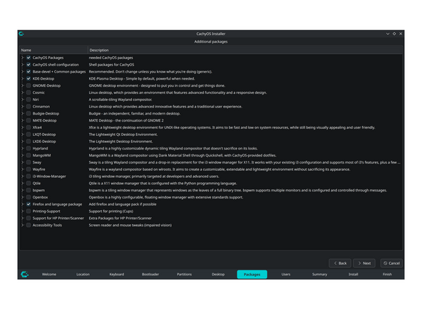 There is an option selection for extra packages. While it isn't recommended to install multiple desktop environments or display managers, it is possible to do so.