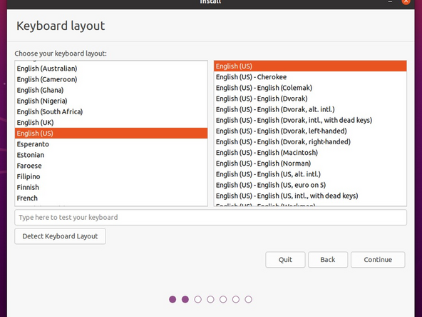 Select the keyboard language you'd like to use.  On the next screen after clicking Continue, connect to your WiFi network if available.