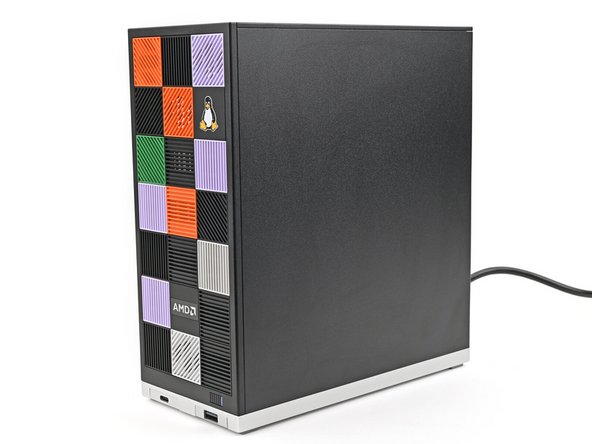 Press the power button on the bottom right of the Front Panel to turn the Desktop on.