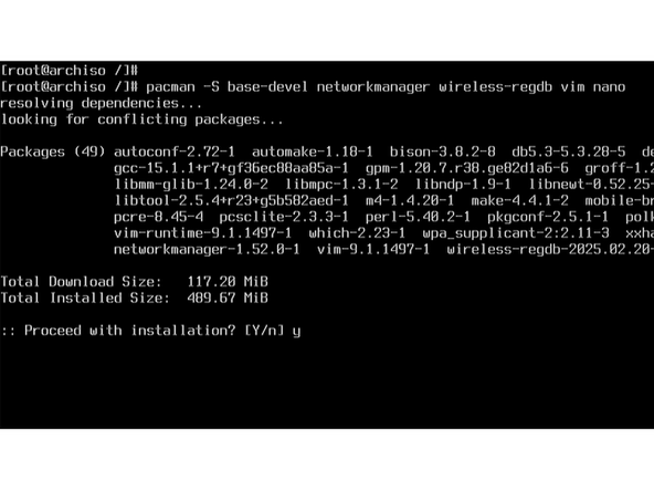 After the previous step completes, the system needs a configuration file that tells it what storage to use in the system and how. This file can be generated automatically by running the command: genfstab -U /mnt &gt;&gt; /mnt/etc/fstab