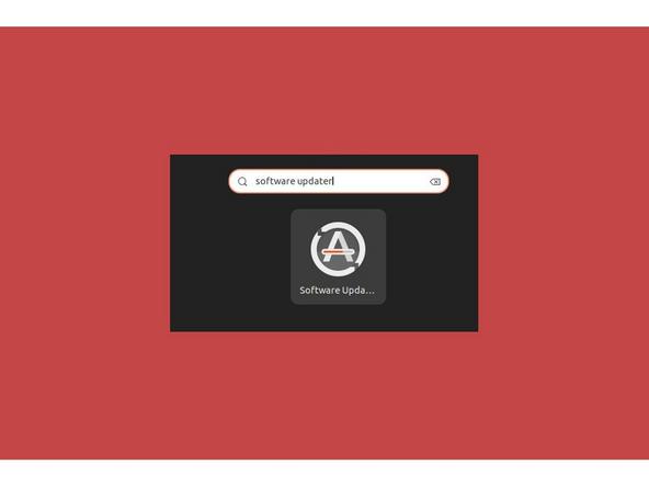After clicking on the Done button, browse to Activities in the upper left, search Software Updater. Open the application.