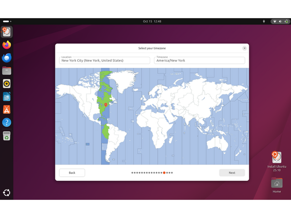 Next you’ll be prompted to choose your location on the world map. Select your time zone location, click Continue.