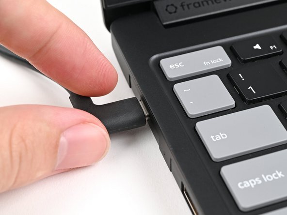 Your Framework Laptop ships in shipping mode, where the Battery is disabled until you plug the Laptop in for the first time.