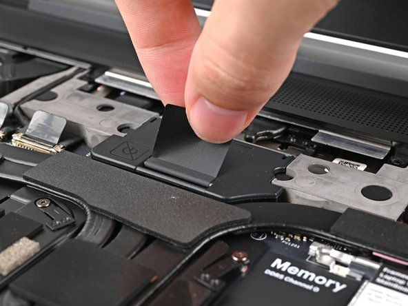 Lift the interposer door by its black pull tab and let it rest upright.