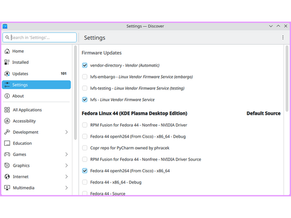The Discover Software Center has some important settings to be aware of.