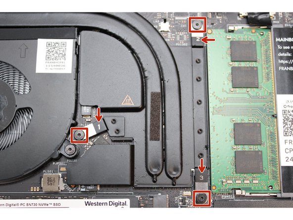 Next, unscrew the fasteners labeled 3, then 2, then 1 (in this order).