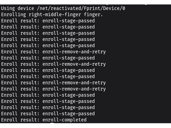 Arch Linux allows for many different choices of desktop environment or window manager, so this guide will focus on the command line method for enrolling fingerprints.