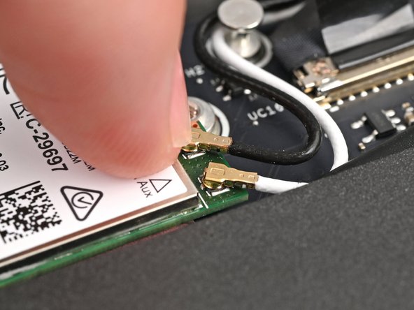 If you're unsure which cable goes where, refer to the arrows on the Wi-Fi module for which color cable matches with its connector.