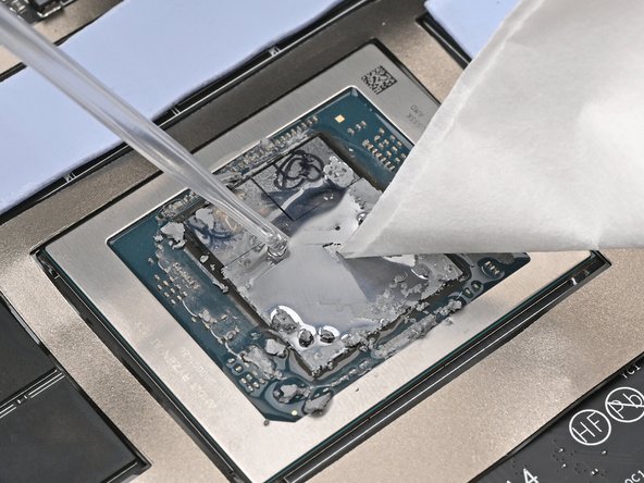 Apply a few drops of isopropyl alcohol (&gt;90%) to the APU and use a coffee filter or a lint-free cloth to wipe away any residue.