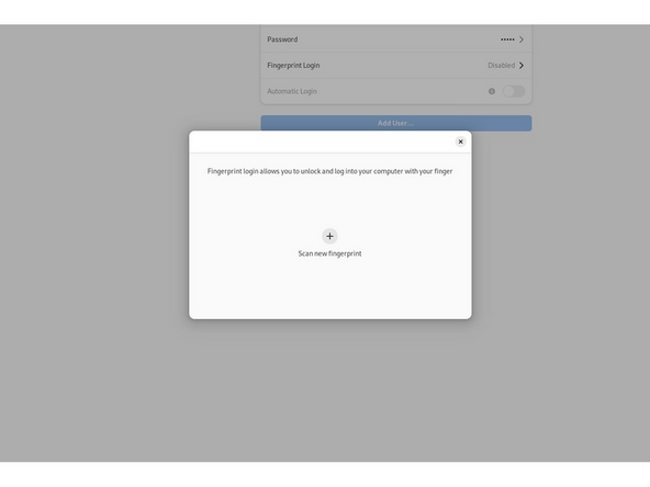Let's setup fingerprint login. Click on Activities shown as ---- in the upper left corner, search for user.