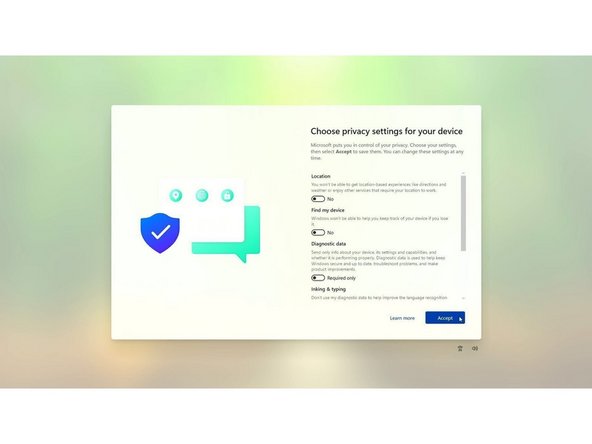 After the system reboots, set your system name. After it reboots again, if you connected to a network earlier, log in to your Microsoft account (or create one).
