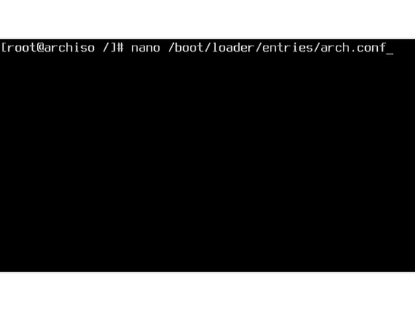 Now that the bootloader is installed and configured, the file arch.conf for the default boot entry that was set earlier. This file can be created by running the command: nano /boot/loader/entries/arch.conf