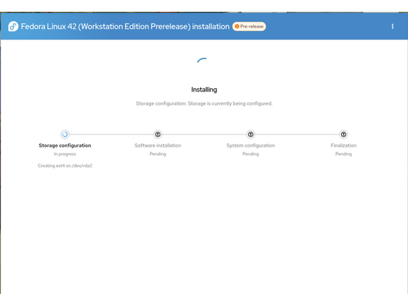 If there is an OS already installed on the target drive, you'll need to follow the guided steps in the installer to resize partitions or delete the existing partitions.  This is out of scope of this guide, but Fedora has very detailed documentation: https://docs.fedoraproject.org/en-US/qui...