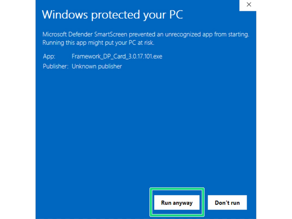 When trying to run the executable you will likely be prompted by Windows Defender. Simply click More Info and then Run Anyway.