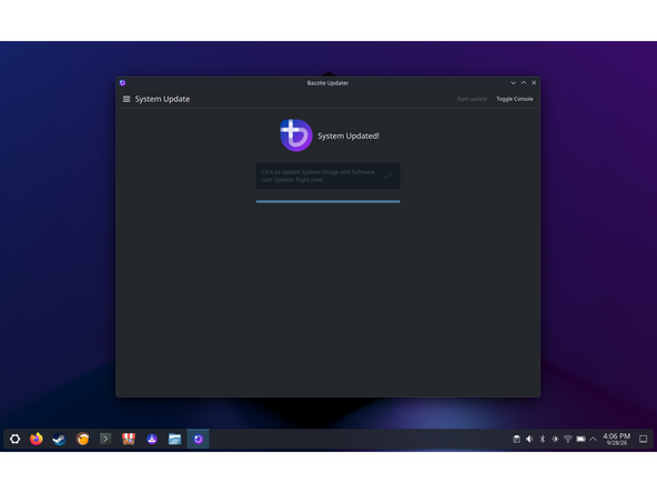 Running the System Update app will open a Konsole terminal window running the command ujust update. No input is required until the command is finished running.