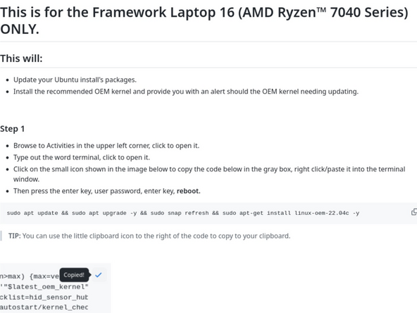 We're almost done. Please follow the links to your individual Framework Laptop 16.