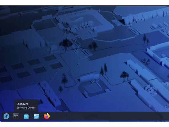 You can install new applications using the Discover Software Center. It is the blue shopping bag icon seen in the first image.