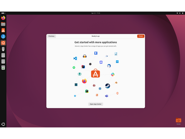 Welcome to Ubuntu:  The setup assistant opens with "Welcome to Ubuntu 26.04 LTS!" Click "View release notes" if you want to read what's new. Click Next to continue.