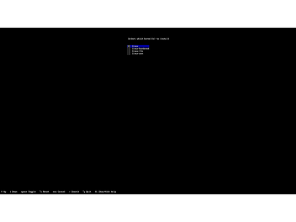 Back out of the "Bootloader" menu and move on to the "Kernels" menu. For simplicity's sake select Linux here.