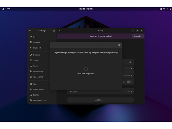 Let's setup fingerprint login. Click on Activities, search for user.