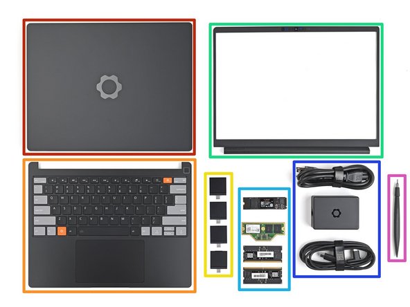 Unbox your Framework Laptop and make sure you've received the following items (the exact contents will vary depending on your configuration):
