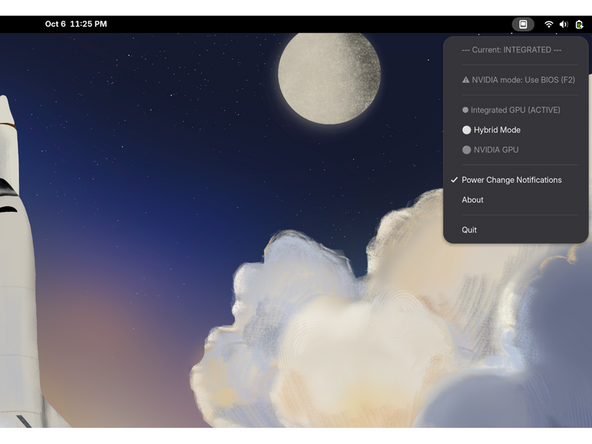 When you plug into power, you will receive a notification suggesting you switch to hybrid GPU mode for the improved GPU performance. Even if you choose not to do so, which is fine. Your tuneD power settings were already automatically switched to &quot;performance&quot; as well to give you full access to your other system resources like CPU.