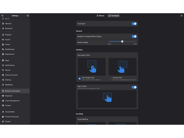 To configure the touchpad according to user preference: