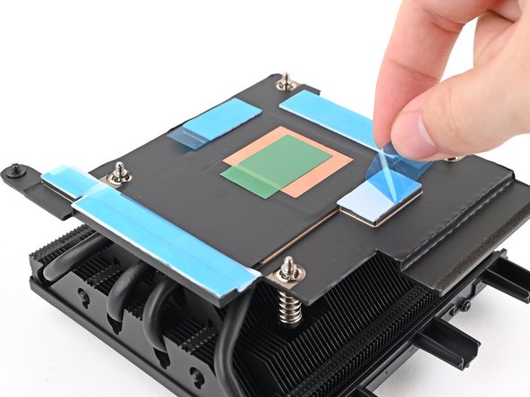 Remove the liners covering the thermal pads on your replacement Heatsink.