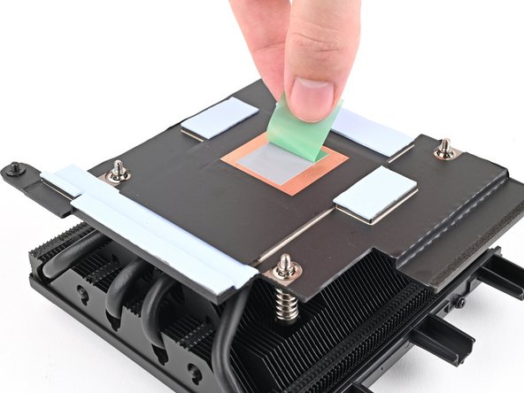 Remove the liners covering the thermal pads on your replacement Heatsink.