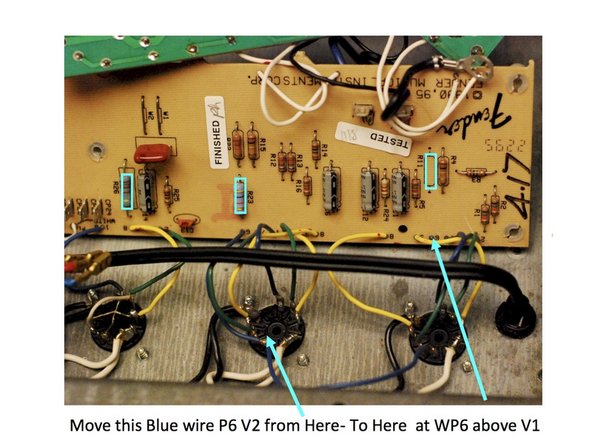 Install: 82k 1/2W at R23, 220k 1/2W at R11, 1K 1W at R26, 220k 1/2W at R35, and .0022uf at C16