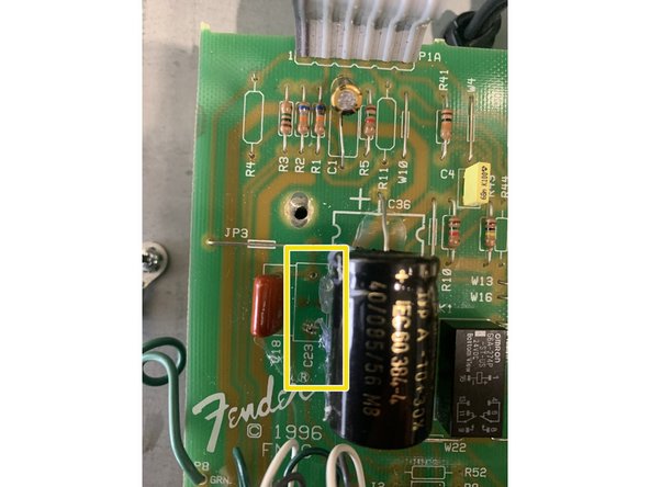Remove Capacitors: C5, C6, C7, C9, C11, C23, and C31( DO NOT REMOVE C31 if you are doing a Hot Rod Deville Complete or Supreme mod)