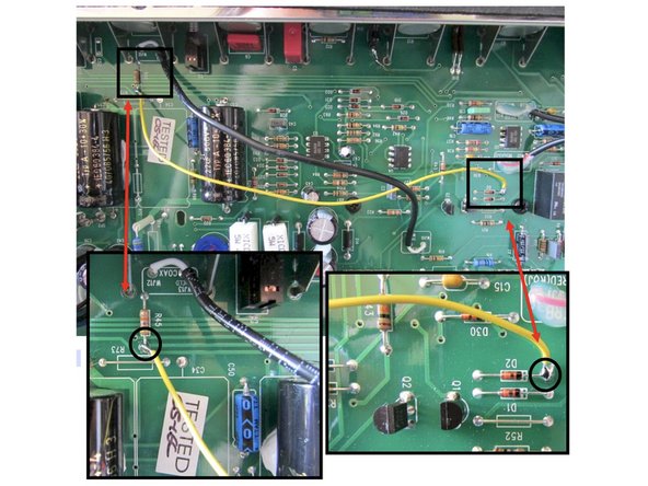 Remove R18, simply clip either side from the top of the board