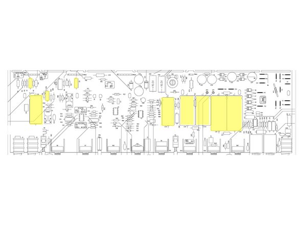 In one of the pics is the chart for all the caps and where they go with position numbers. Below is the board layout. Make sure you mind the polarity of the caps, they must be inserted the right way or your amp will have problems which could be serious