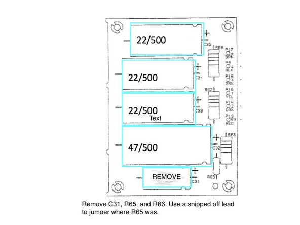 Change out the components on the main PCB indicated in the pic
