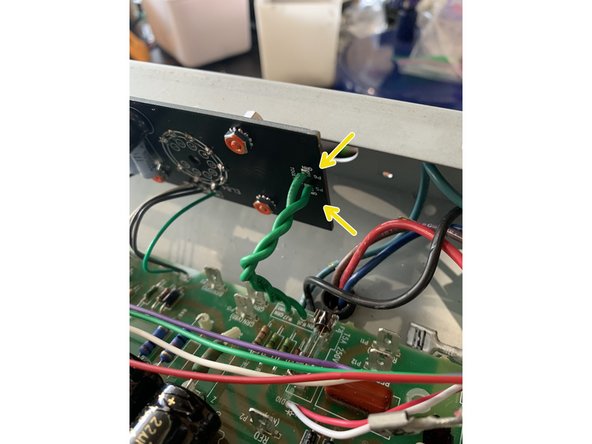 Twist the green heater wires that you removed from  P5 AND P6 together and install on the new tube PCB at P5 and P6 soldering on the tube socket side