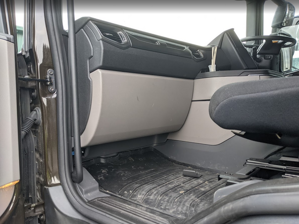 The vehicle's fuse box can be found on the passenger side.