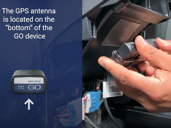 Attach the Antenna side of the  GO device the Double Sided Tape.