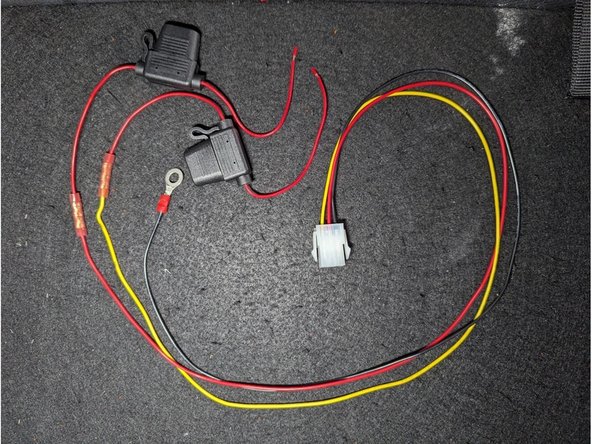 Prepare the HRN-CW03K3-A harness by using the supplied parts and fuse holders in the HRN-5AFUSEKIT.