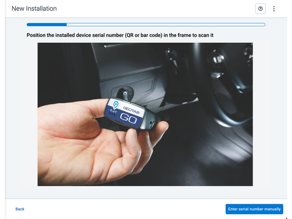 Two options are available to enter the device serial number: