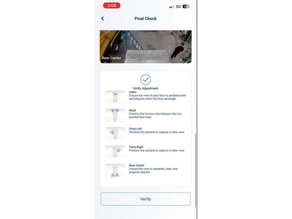 Once both camera angles are set, the app will ask you to verify and do a final check.