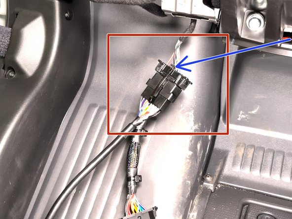 Plug the female connector from the T-harness into the OEM OBDII connector.