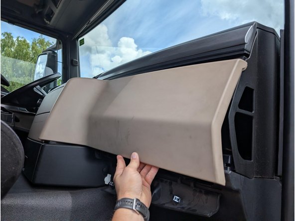 Unclip and remove the top panel of the dashboard.