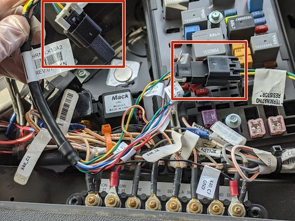 Plug the EOL resistor into the HRN-CK10A2 harness and plug the other end of the HRN-CK10A2 harness into the truck side from where the EOL was originally removed.