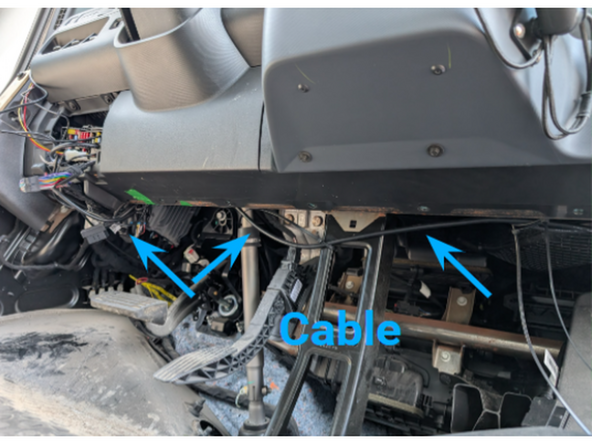Route and secure HRNBS16S5 behind the dash to the passenger side front right corner of dash.